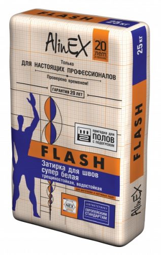 Затирка для швов плитки “Alinex” FLASH белая (25кг)